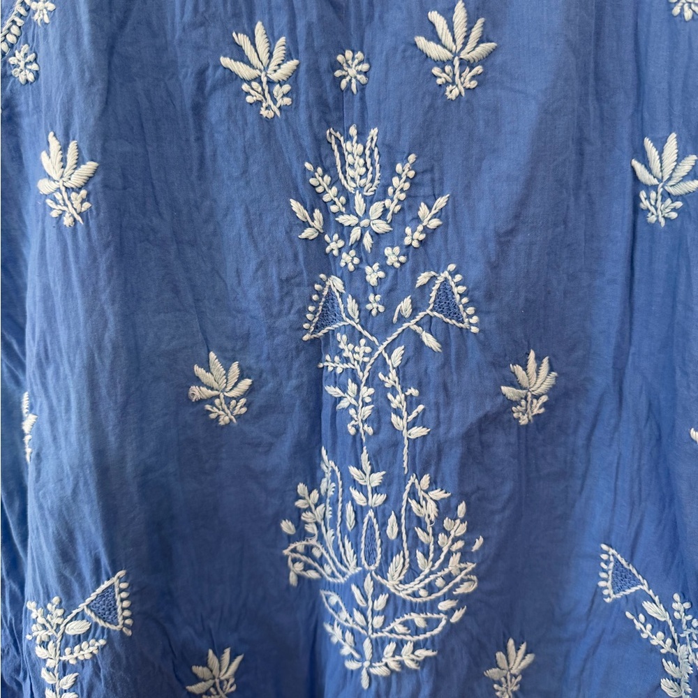 Roller Rabbit Embroidered Tank Dress Blue Sleeveless 100% Cotton Lined Womens S - Picture 2 of 9